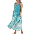 thumbnail image 1 of JULMCOMO Summer Dresses for Women 2024 Round Neck Casual Boho Long Dress Floral Print Plus Size Sleeveless Maxi Dress with Pocket, 1 of 5