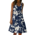 thumbnail image 1 of JULMCOMO Summer Dresses for Women 2024 Trendy Sleeveless Mini Dress Floral Print Crew Neck Summer Tiered Beach Wear Casual Flowy Boho Dresses, 1 of 4