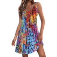 thumbnail image 1 of JULMCOMO Summer Dresses for Women 2024 V Neck Casual Trendy T Shirt Dress Floral Print Beach Cover Up Sleeveless Tank Dresses with Pocket, 1 of 6