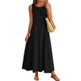 thumbnail image 1 of JULMCOMO Summer Dresses for Women 2026 Sleeveless Crew Neck Casual Comfy A Line Loose Fit Maxi Sundresses for Beach Vacation Black M, 1 of 5
