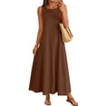 thumbnail image 1 of JULMCOMO Summer Dresses for Women Round Neck Sleeveless A Line Loose Fit Flowy Casual Maxi Dresses Beach Vacation Sundresses Coffee S, 1 of 5