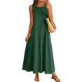 thumbnail image 1 of JULMCOMO Summer Dresses for Women Round Neck Sleeveless A Line Loose Fit Flowy Casual Maxi Dresses Beach Vacation Sundresses Dark Green L, 1 of 5