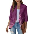 thumbnail image 1 of JULMCOMO Summer Shrugs for Women 3/4 Sleeve Light Weight Cardigan Women Lightweight Open Front Shrug Cardigan Floral Print Dressy Casual Thin Cardigans, 1 of 7