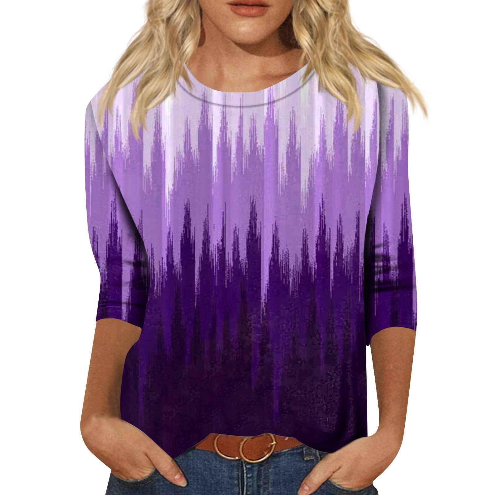 JULMCOMO Summer Tops for Women 2024 3/4 Length Sleeve Summer Crew Neck ...