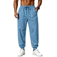 thumbnail image 1 of JULMCOMO Sweatpants for Men Solid Drawstring Elastic Waist Comfort Casual Sweatpants Loose Fit Lounge Joggers with Pockets Sky Blue 2XL, 1 of 5