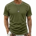 thumbnail image 1 of JULMCOMO T Shirts for Men Crew Neck Short Sleeve Regular Fit Contrast Seam Stitching Summer Shirt Casual Classic Tees Army Green S, 1 of 7