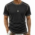 thumbnail image 1 of JULMCOMO T Shirts for Men Crew Neck Short Sleeve Regular Fit Contrast Seam Stitching Summer Shirt Casual Classic Tees Black M, 1 of 6