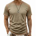 thumbnail image 1 of JULMCOMO T Shirts for Men Crew Neck Short Sleeve Regular Fit Contrast Seam Stitching Summer Shirt Casual Classic Tees Khaki M, 1 of 7