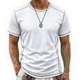 thumbnail image 1 of JULMCOMO T Shirts for Men Crew Neck Short Sleeve Regular Fit Contrast Seam Stitching Summer Shirt Casual Classic Tees White M, 1 of 6
