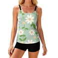 thumbnail image 1 of JULMCOMO Tankini Swimsuits for Women Floral Print Scoop Neck Adjustable Spaghetti Strap Bathing Suit Summer Beach Two Piece Swimsuit Light Green M, 1 of 4