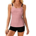 thumbnail image 1 of JULMCOMO Tankini Swimsuits for Women Solid Scoop Neck Adjustable Strap Beach Two Piece Swimsuit Summer Vacation Bathing Suit Complexion S, 1 of 4