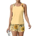 thumbnail image 1 of JULMCOMO Tankini Swimsuits for Women Sunflower Print Crew Neck Drawstring Sporty Bathing Suits Summer Vacation Two Piece Swimsuit Yellow L, 1 of 6