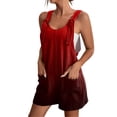 thumbnail image 1 of JULMCOMO Tie Dye Gradient Rompers for Women Adjustable Straps Loose Casual Bib Overalls Sleeveless Trendy Summer Short Jumpsuit with Pockets Red XL, 1 of 6
