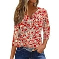 thumbnail image 1 of JULMCOMO Tops for Women 2024 Casual Dressy Tops Floral Print Button Up V Neck Summer T-Shirts 3/4 Sleeve Tops Tunic, 1 of 5