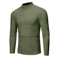 thumbnail image 1 of JULMCOMO Turtle Neck Shirt Men Longsleeve Winter Knit Cotton Mock Pullover Sweater Basic Lightweight Slim Fit Casual Sweaters Army Green 2XL, 1 of 3