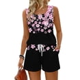 thumbnail image 1 of JULMCOMO Two Piece Sets for Women Floral Print Square Neck Casual Outfits Sleeveless Tank Top Drawstring Lounge Summer Short Sets with Pockets Pink L, 1 of 8