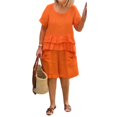 thumbnail image 1 of JULMCOMO Two Piece Sets for Women Ruffle Layered Scoop Neck Short Sleeve Summer Tops Wide Leg Loose Fit Trendy Short Sets with Pockets Saffron S, 1 of 4