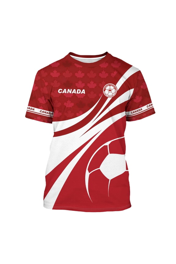 Unisex Soccer Jersey 2026 Soccer Cup Crew Neck Sports Football Fan Shirts USA Mexico Canada Print Graphic Tees Red 22