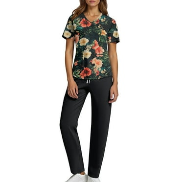 JULMCOMO Women Scrubs Sets Plus Size Scrub Sets Stretchy V-Neck Scrub Tops and Pants Nursing Scrubs Medical Scrubs Uniformes De Enfermeras De Mujer S