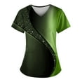 thumbnail image 1 of JULMCOMO Women's Scrubs Tops Clearance Gifts Star Pattern Short Sleeve Scrubs Shirt Dressy V-Neck Nursing Top Oversized Workwear Tee with 2 Pockets Army Green XL, 1 of 3