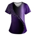 thumbnail image 1 of JULMCOMO Women's Scrubs Tops Clearance Personalized Comfy Star Pattern Short Sleeve Women Scrubs Trendy V Neck Nurse Uniforms Medical Workwear with Pocket Purple 4XL, 1 of 3