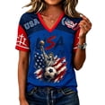 thumbnail image 1 of JULMCOMO Women's Summer Tops 2026 Soccer Cup V Neck American Flag USA Soccer Jersey Short Sleeve Fan Wear Football Graphic Tees Dark Blue M, 1 of 4