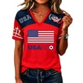 thumbnail image 1 of JULMCOMO Women's Summer Tops Soccer Cup 2026 V Neck Short Sleeve USA Soccer Jersey American Flag Fan Wear Football T Shirts Red S, 1 of 4