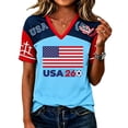 thumbnail image 1 of JULMCOMO Women's Summer Tops Soccer Cup 2026 V Neck Short Sleeve USA Soccer Jersey American Flag Fan Wear Football T Shirts Sky Blue 3XL, 1 of 4