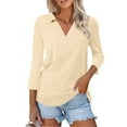 thumbnail image 1 of JULMCOMO Womens 3/4 Sleeve Shirts Dressy Casual Tops V Neck Summer Three Quarter Length Tee Tops, 1 of 4
