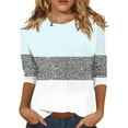 Womens 3/4 Sleeve Tops Dressy Casual Crew Neck T Shirts Summer