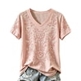 thumbnail image 1 of JULMCOMO Womens Breast Cancer Shirts V Neck Pink Floral Print Breast Cancer Awareness Shirts Short Sleeve Casual Comfy Graphic Tees Pink S, 1 of 3