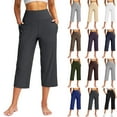 thumbnail image 1 of JULMCOMO Womens Capris for Summer High Waist Workout Yoga Capris with Pockets Tummy Control Leggings Straight Leg Crop Pants White S, 1 of 7