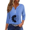 thumbnail image 1 of JULMCOMO Womens Plus Size Tops Dressy Casual Shirt Sunflower Print Button Down V Neck Summer Tshirts 3/4 Sleeve Tunic Tops, 1 of 5