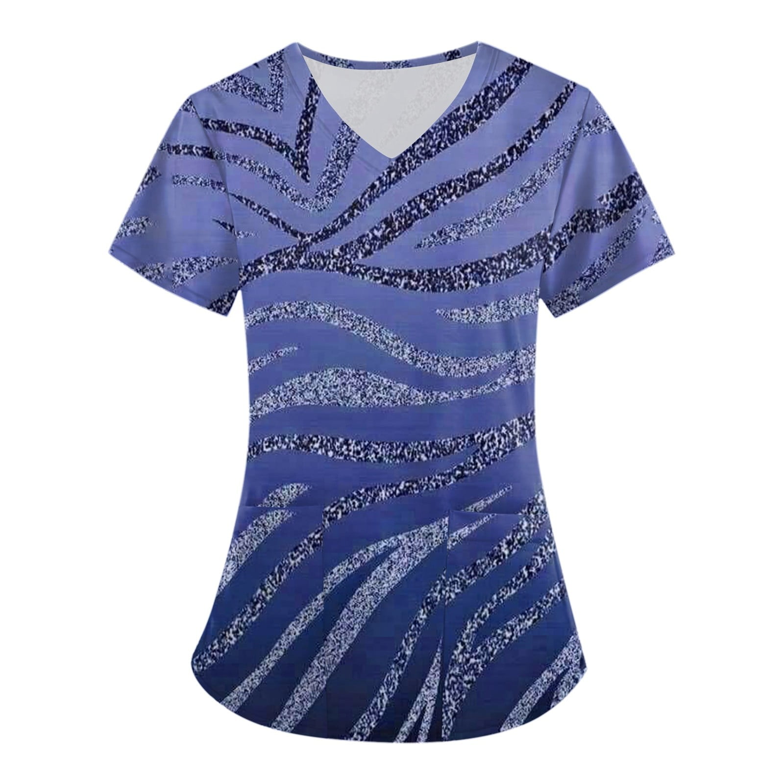 JULMCOMO Women s Scrubs Clearance Professional Striped Color Block Print Short Sleeve Summer Top Basic V Neck Nurse Top Medical Workwear with Pocket Pink S Walmart