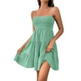 thumbnail image 1 of JULMCOMO Womens Spring Dresses Summer Casual Short Skirt Ruffle Hem Swing Sleeveless Square Neck Short Mini Dress Mint Green S, 1 of 7