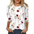 Womens Tops 3/4 Length Sleeve Summer Crew Neck T Shirts 2024