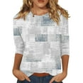 thumbnail image 1 of JULMCOMO Womens Tops 3/4 Length Sleeve Summer Round Neck T Shirts Casual Comfy Elbow Length Floral Print Tops Loose Fit Dressy Casual Clothes Light Gray XL, 1 of 5