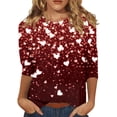 thumbnail image 1 of JULMCOMO Womens Tops 3/4 Sleeve Summer Crew Neck T Shirts Boho Half Sleeve Floral Print Shirts Loose Fit Dressy Casual Pullover Red 2XL, 1 of 5