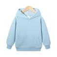 thumbnail image 1 of JULMCOMO Youth Hoodie Preppy Oversized Long Sleeve Sweatshirt kid's Trendy Fall Basic Color Hooded Fashion Pullover Shirt with Pocket Sky Blue 4-5 Years, 1 of 6