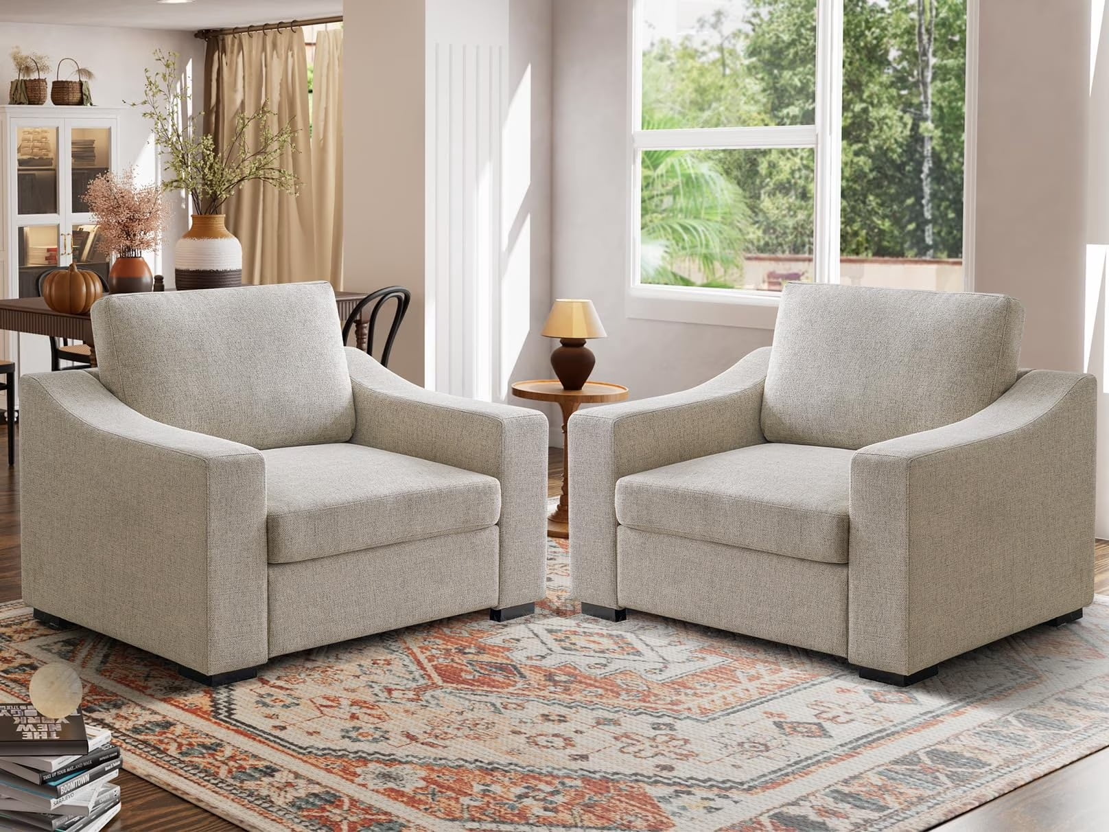 JULY'S SONG 48" W Accent Chair set of 2, Modern Oversized Reading Chair ...