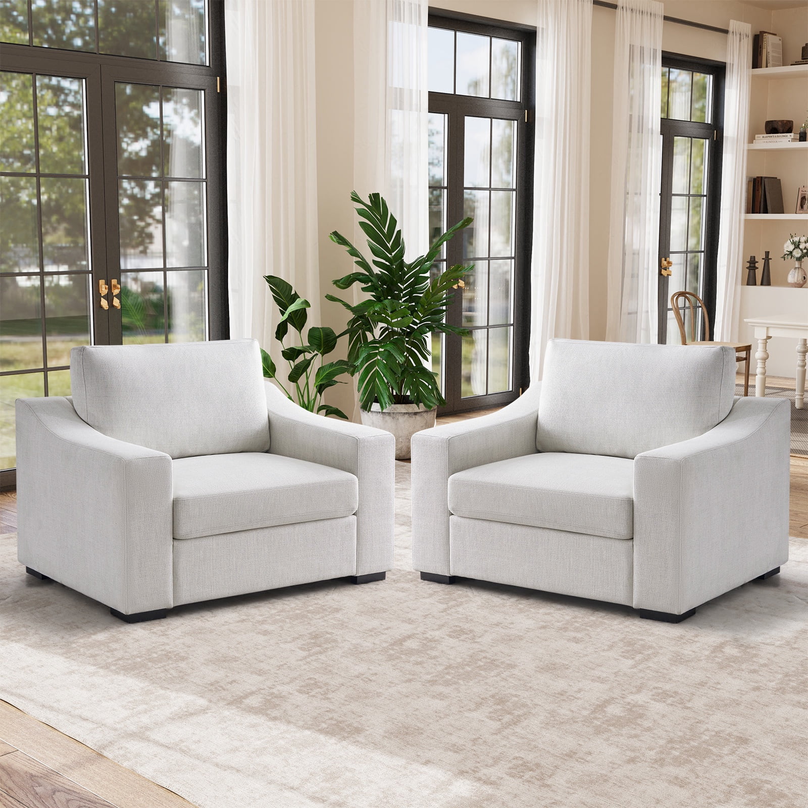 JULY'S SONG 48" W Accent Chair set of 2, Modern Oversized Reading Chair ...