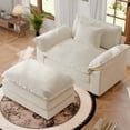 thumbnail image 1 of JULY'S SONG 49.5" W Oversized Accent Chair with Ottoman, Chenille Cloud Sofa Chairs in Living Room, Comfy Reading Chair with Deep Seat, Modern Armchair in Extra Wide Armrests,Beige, 1 of 11