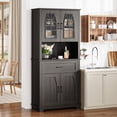thumbnail image 1 of JULY'S SONG 71" Tall Kitchen Pantry Storage Cabinet with Doors & Shelves, Freestanding Kitchen Hutch Cabinet with Drawer and Open Countertop, for Dining Room, Living Room, Black, 1 of 9