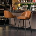 thumbnail image 1 of JULY'S SONG Counter Height Bar Stools with Back Sets of 2, 360°Swivel Upholstered Barstools with Metal Legs, 27" Seat Height Bar Stool for Kitchen Island, Faux Leather in Light Brown, 1 of 6
