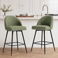 thumbnail image 1 of JULY'S SONG Counter Height Bar Stools with Back Sets of 2, 360°Swivel Upholstered Barstools with Metal Legs, 27" Seat Height Bar Stool for Kitchen Island, Green, 1 of 9