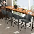 thumbnail image 1 of JULY'S SONG Counter Height Bar Stools with Back Sets of 4, 360°Swivel Upholstered Barstools with Metal Legs, 27" Seat Height Bar Stool for Kitchen Island, Faux Leather in Grey, 1 of 6