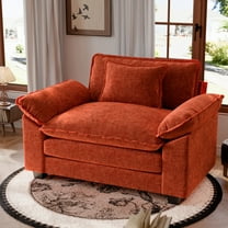 JULY'S SONG Oversized Accent Chair with Arms, Chenille Comfy Cloud Sofa Chairs in Living Room, Cozy Chair and a Half with Deep Seat, Modern Reading Chair for Bedroom, Terracotta