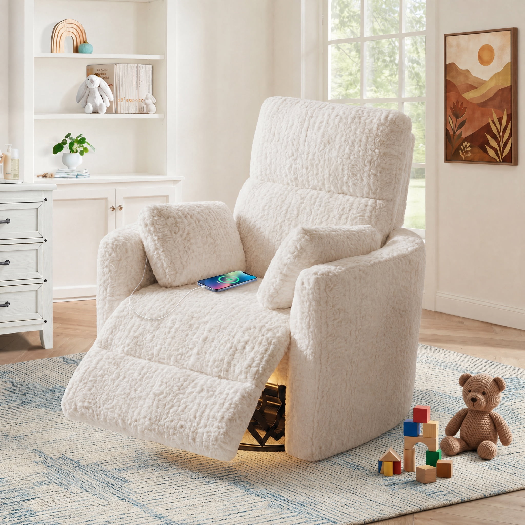 JULY'S SONG Power Nursery Recliner Chair for Living Room, Large Swivel ...