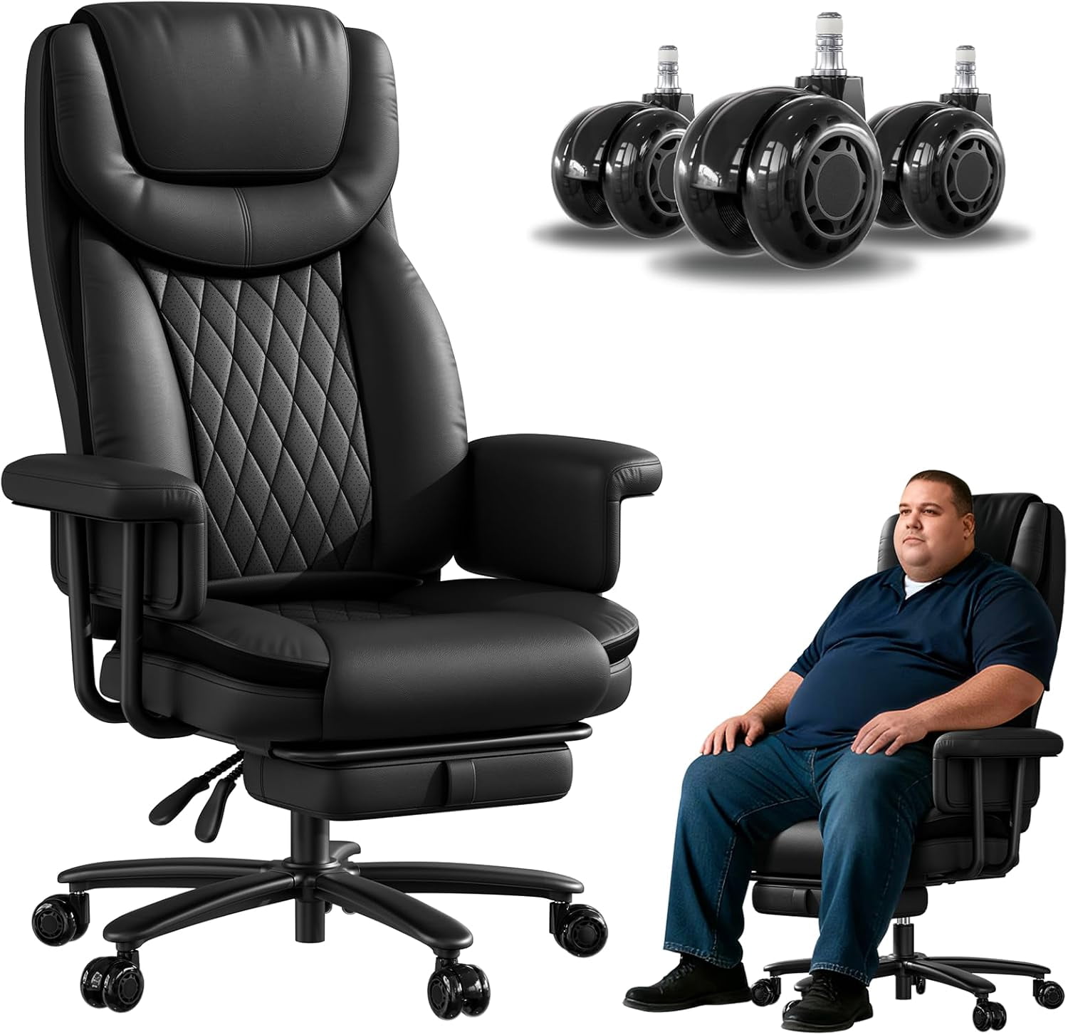 JULYMON Executive Office Chair Big and Tall 400LBS, 165° Reclining ...