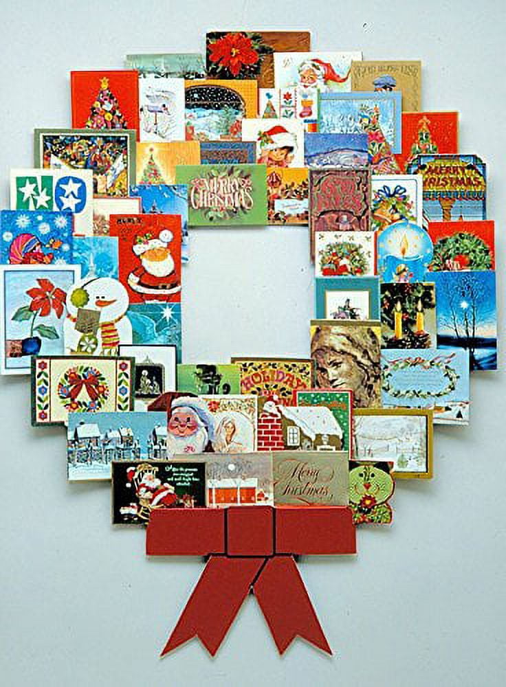 JUMBL&trade; Christmas Decoration Wonder Wreath Jumbo (44" X 36") Card & Photo Display Holder. For Home, Work, Schools, Party. Great Way to Go Down Memory Lane.